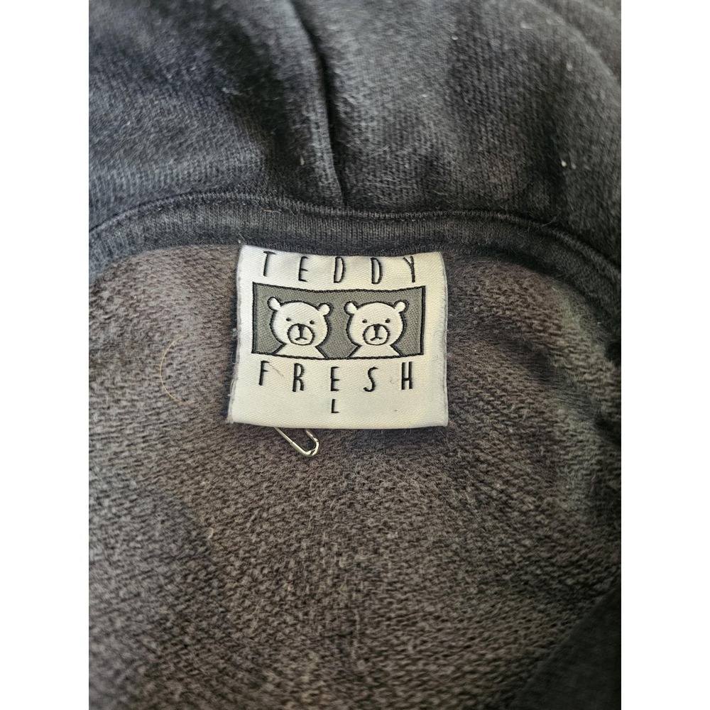 Teddy Fresh Hoodie Mens Large Gray Colorblock Fleece Pullover Sweatshirt Logo - Picture 6 of 8